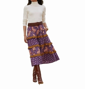 Now Or Later Tiger Queen Skirt In Purple/brown/black Weekend Vibes