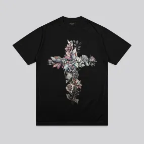 Collared CROSS BLACK BOTANICAL T-SHIRT