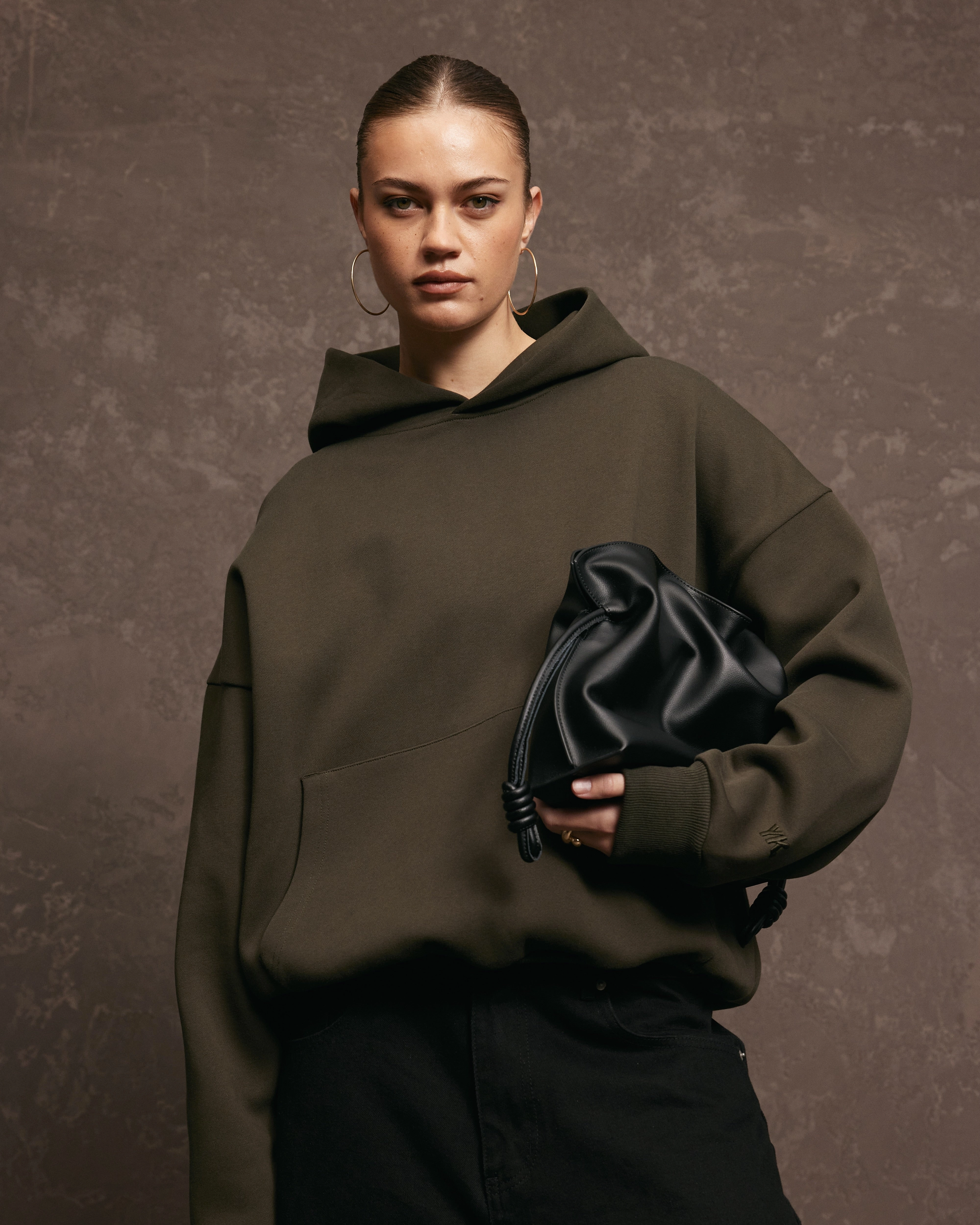 silk blend Nothing Hoodie | Deep Olive