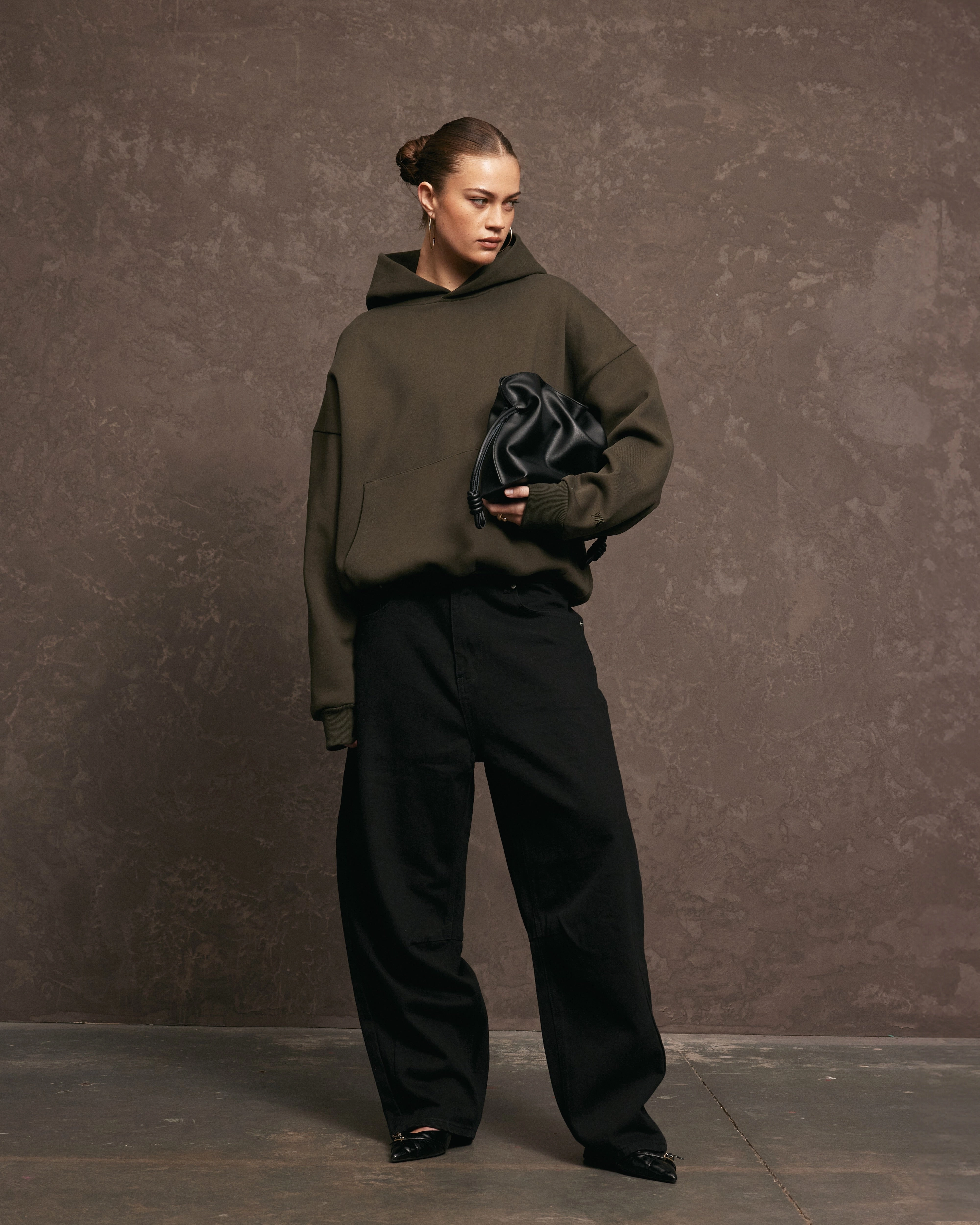 Four Way Stretch Material Nothing Hoodie | Deep Olive