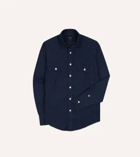 Functional Wear Navy Cotton Linen Two-Pocket Work Shirt