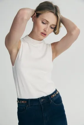Sleeveless top with stand-up collar Thermal Regulation Fabric Lint Resistant Surface
