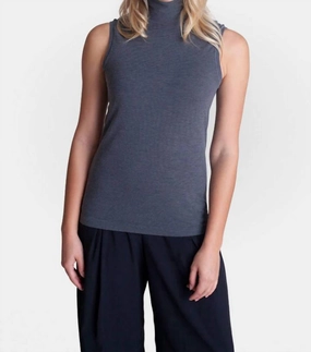 Sleeveless Turtleneck Shirt In Black Timeless Comfort