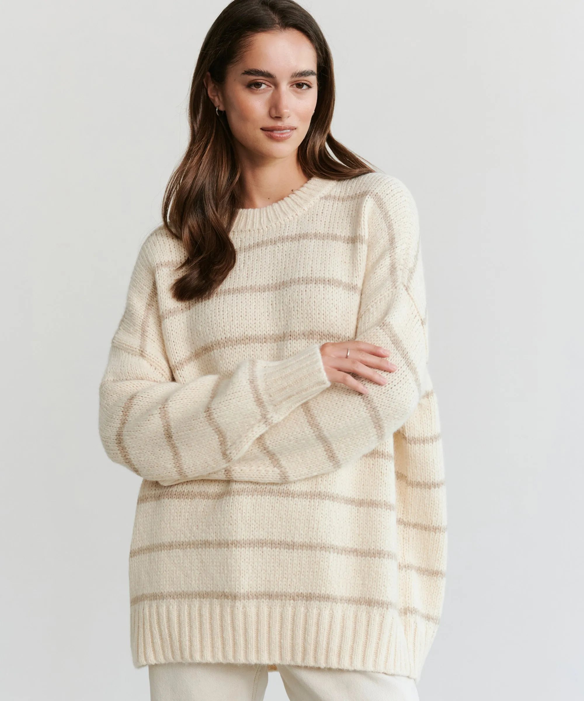Four Way Stretch Design Alpaca Cocoon Crewneck