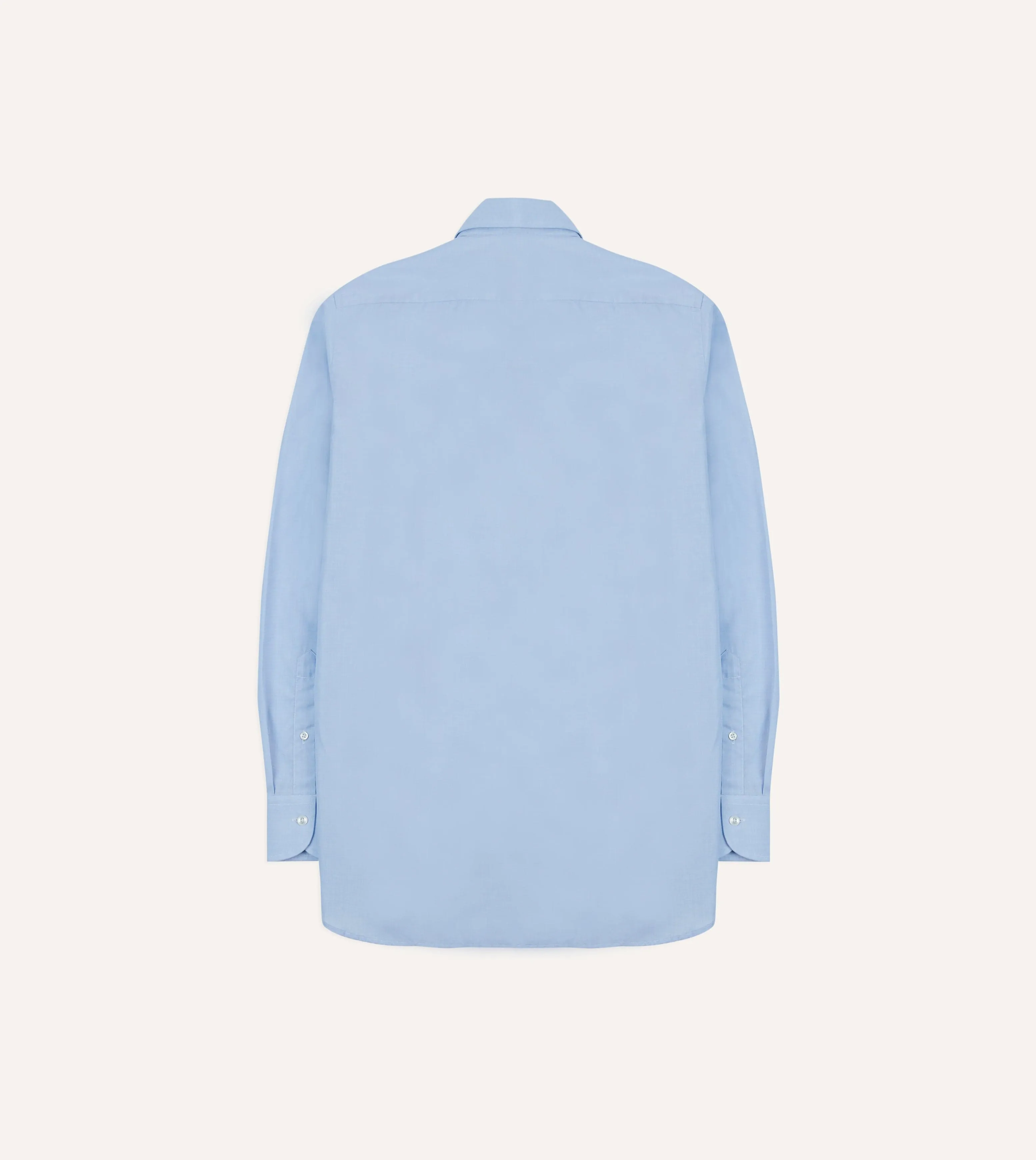 Sky Blue Cotton Spread Collar End-on-End Poplin Shirt Tagless Labeling