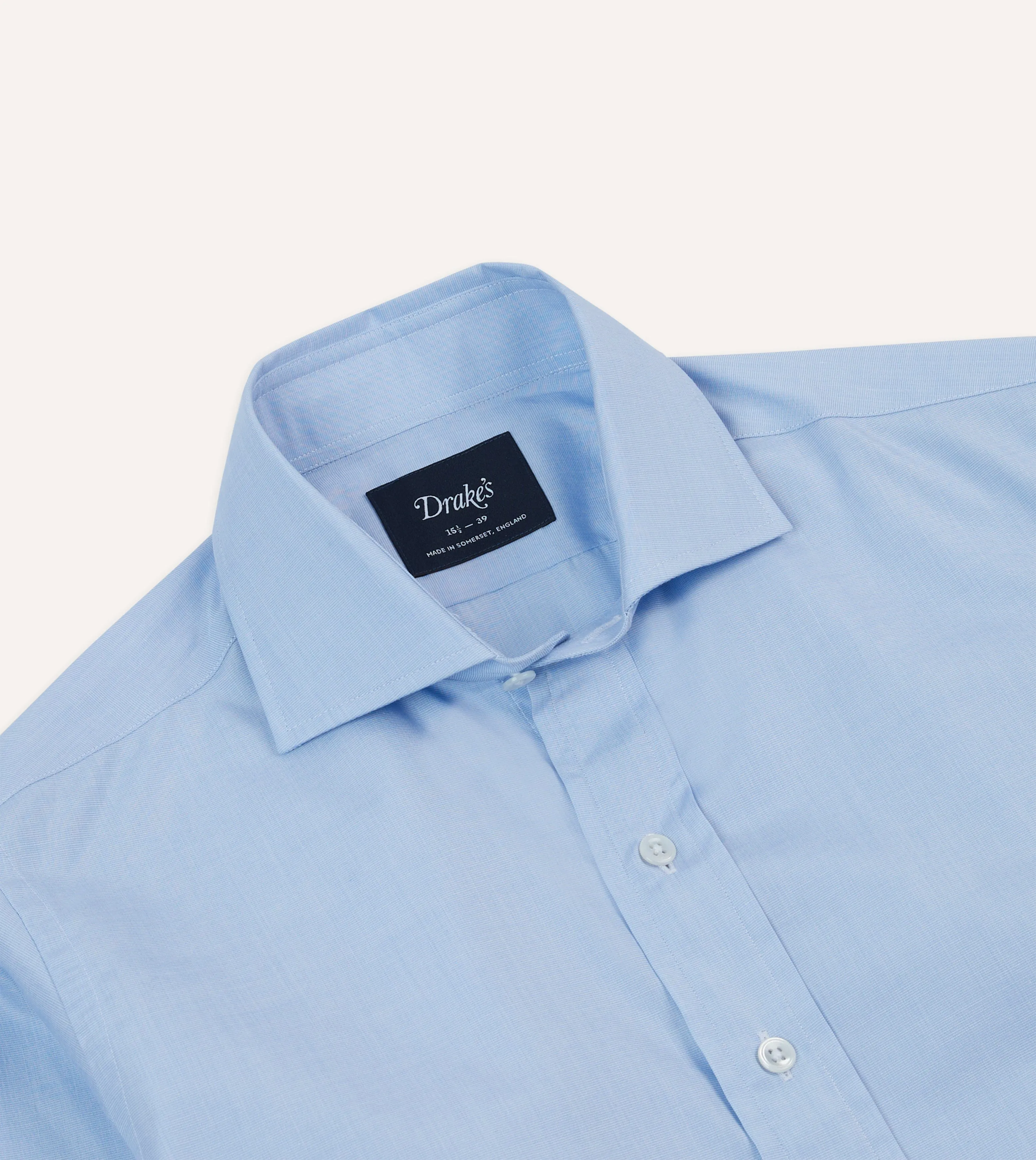Athletic Cut Sky Blue Cotton Spread Collar End-on-End Poplin Shirt