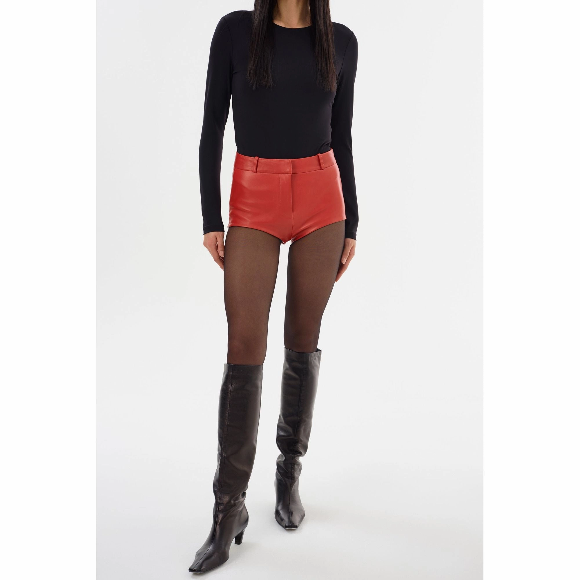 Annaise | Leather Hot Shorts Noise Free Fabric Quick Absorption