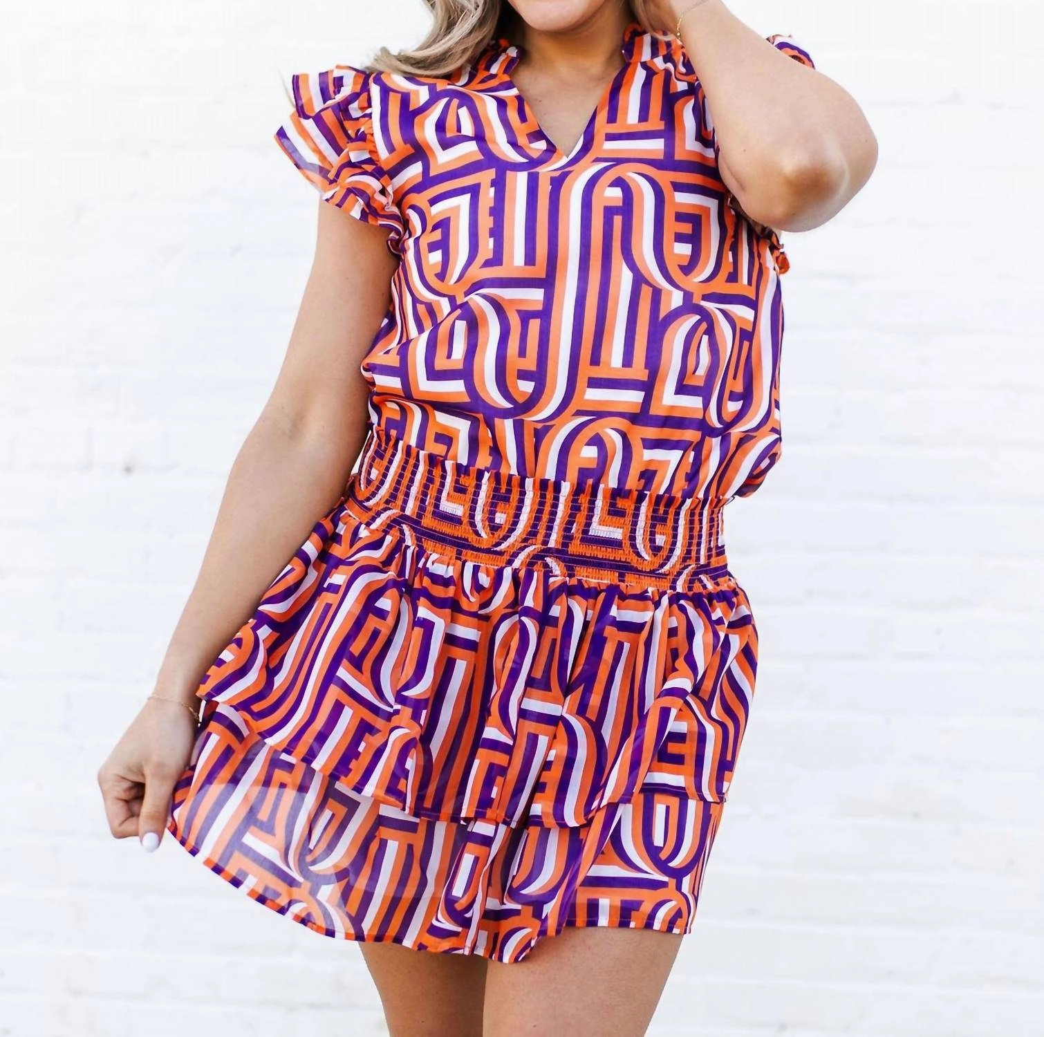 Non Restrictive Marley Skirt In Touchdown Purple/orange