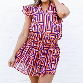 Relaxed Look Adjustable Fastening Marley Skirt In Touchdown Purple/orange