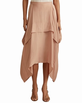 Reiss Maisie Asymmetric Hem Skirt Breathable Material
