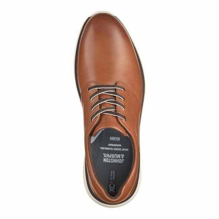 Mens Johnston & Murphy XC4 Prentiss 2 Plain Toe in Tan Sleek Build