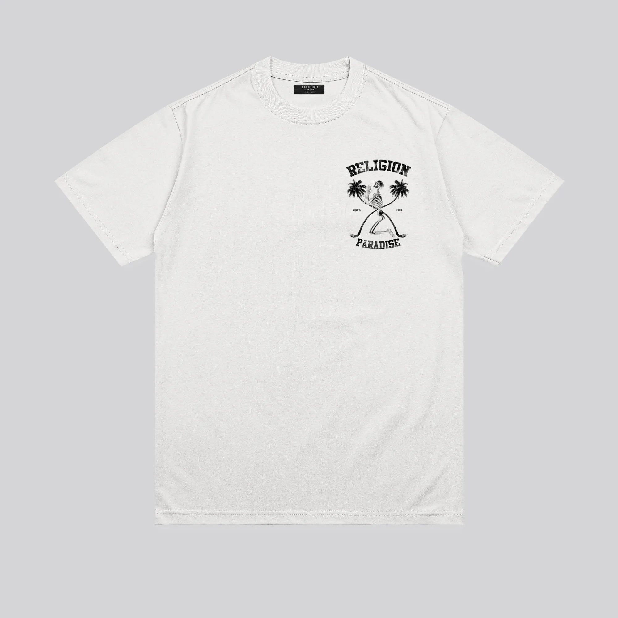 Bold Statement Ruffled edges PRAYING PARADISE T-SHIRT OFF WHITE