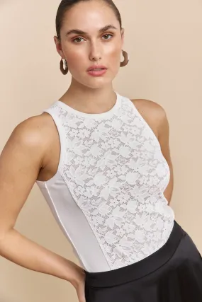 Ribbed sleeveless top with lace EcoFriendly Dye