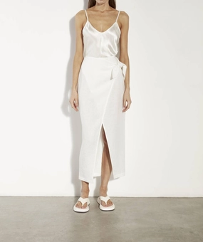 Cozy Finish Linen Wrap Skirt In Undyed
