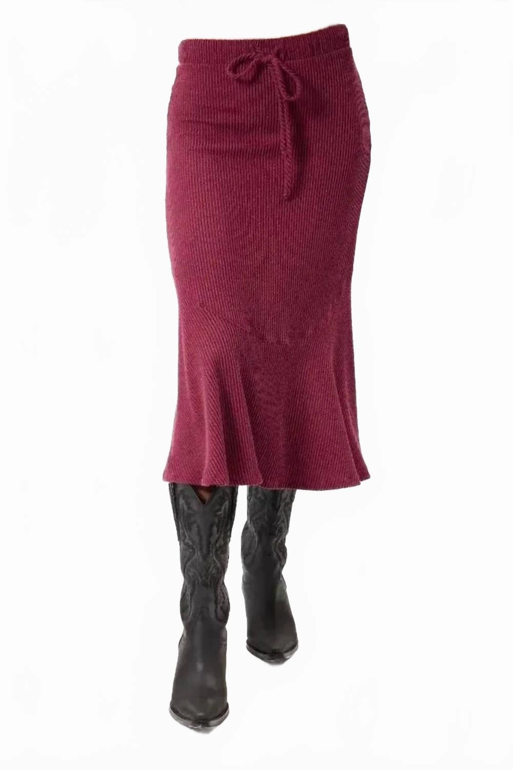 Maura Midi Skirt In Wine Detachable Detail
