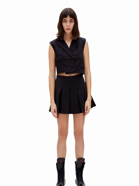 Evening Outing Suede Feel Pleated Skirt