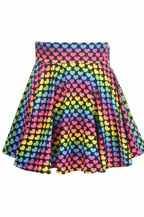 Rainbow Hearts Stretch Lycra Skirt In Multi Smart Casual Smart Texture