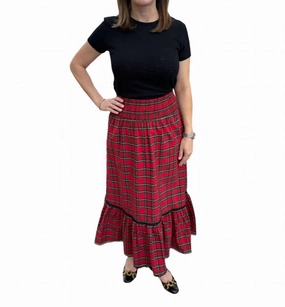 Soft Movement Smocked Waist Midi Skirt In Tartan