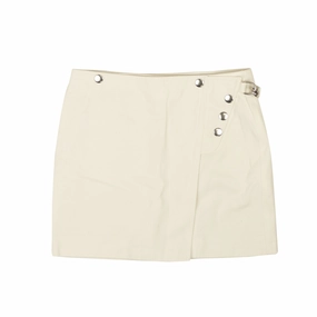 Cozy Vibes Simple Layer Cloud White Cotton Snap Flared Mini Skirt