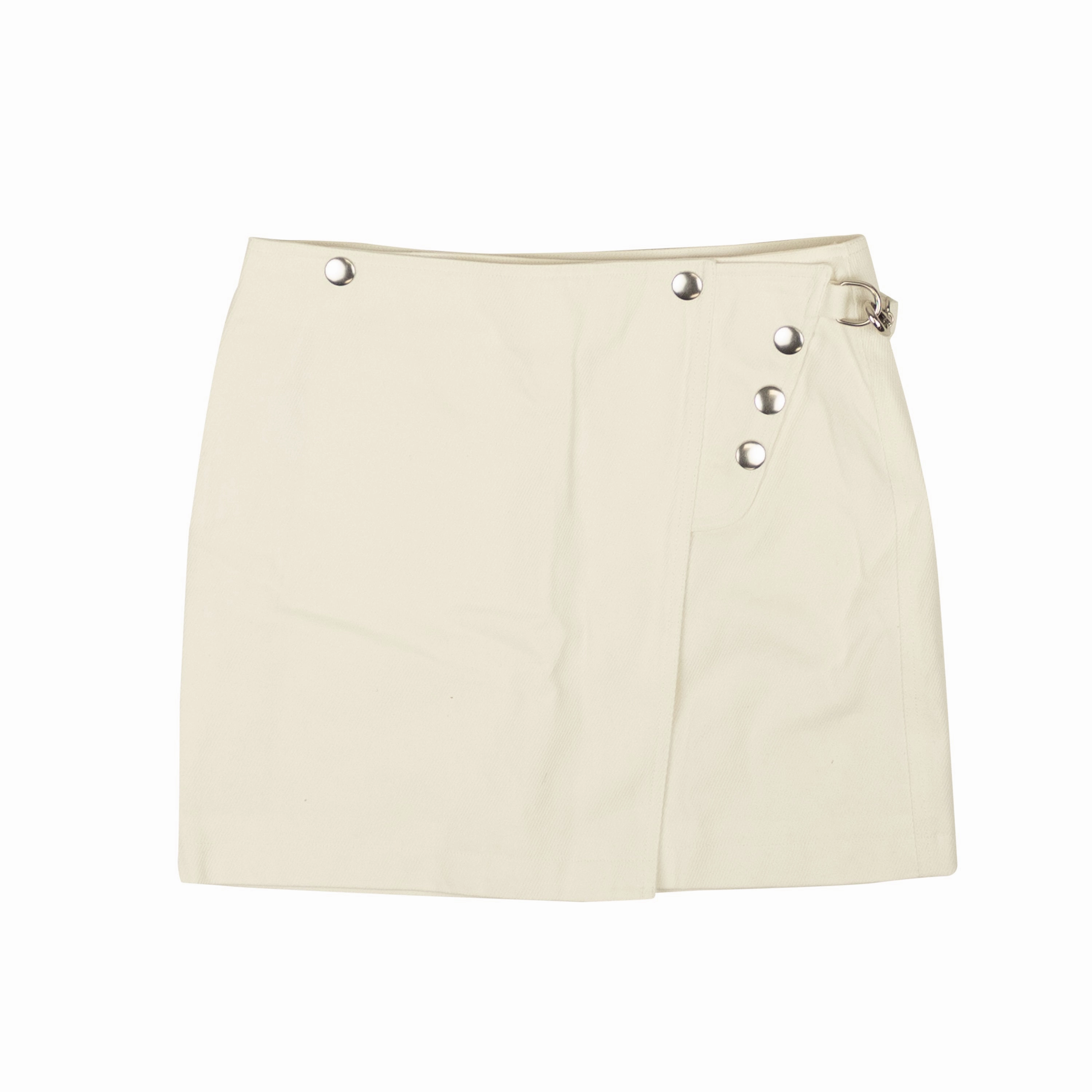 Cozy Vibes Simple Layer Cloud White Cotton Snap Flared Mini Skirt