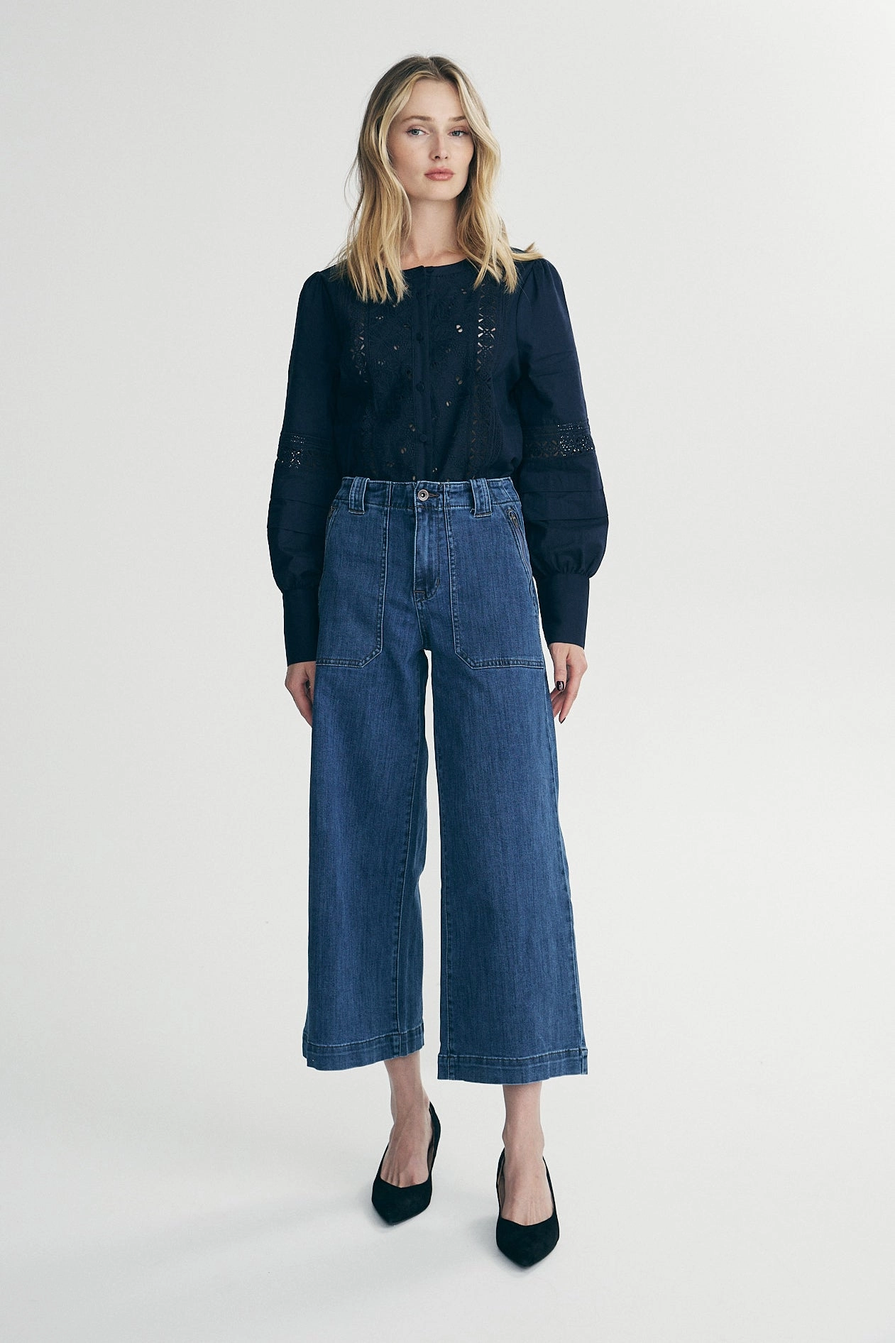 Picnic Style Modern Wide leg jeans with zips