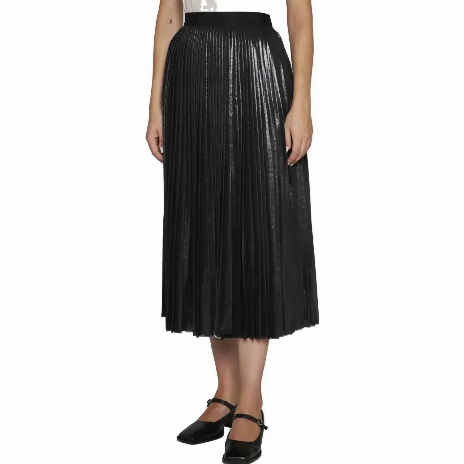 Pleated Midi Skirt In Black Clean Finish high contrast