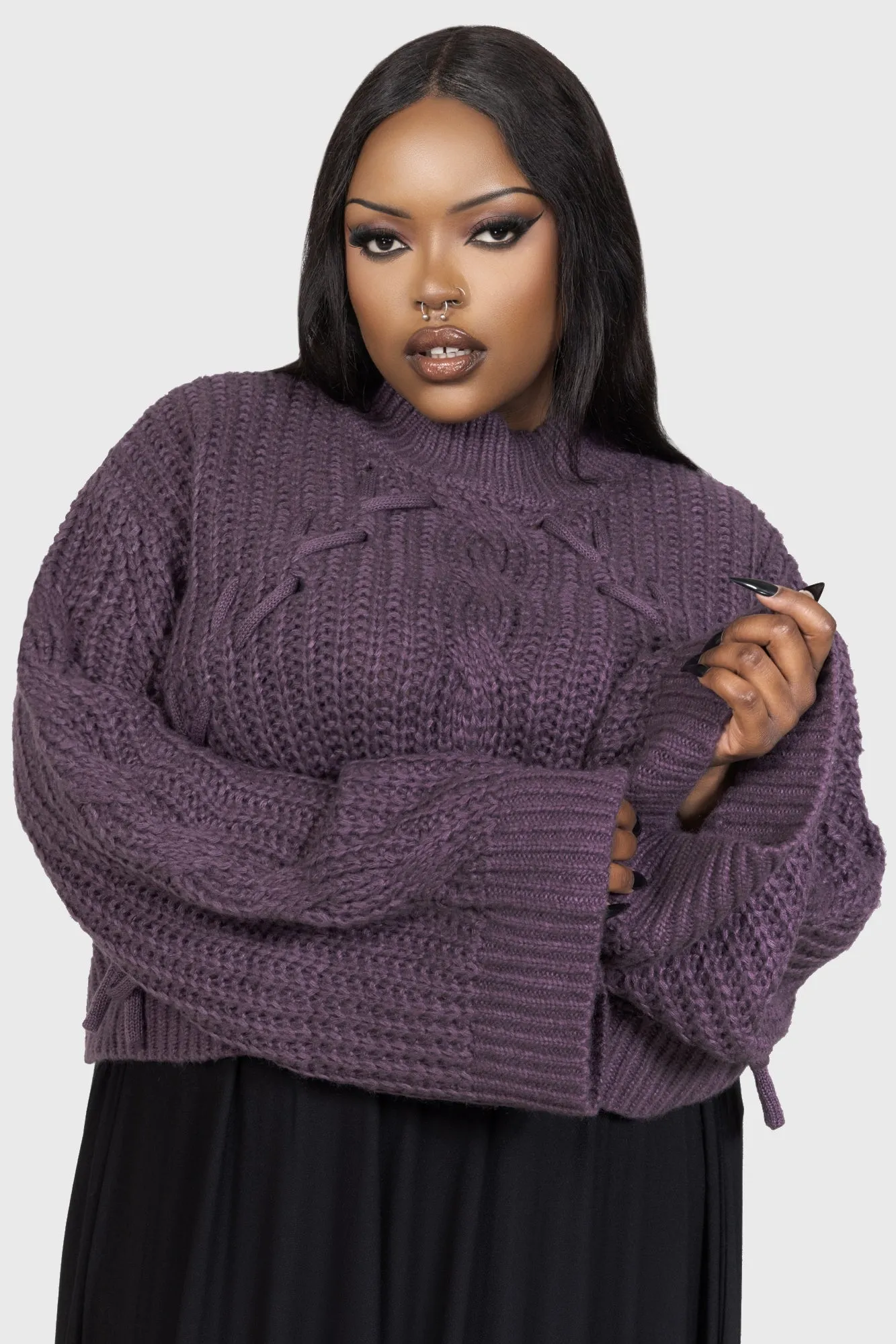 Clean Aesthetic Crisp Texture Hexelore Sweater [PURPLE]
