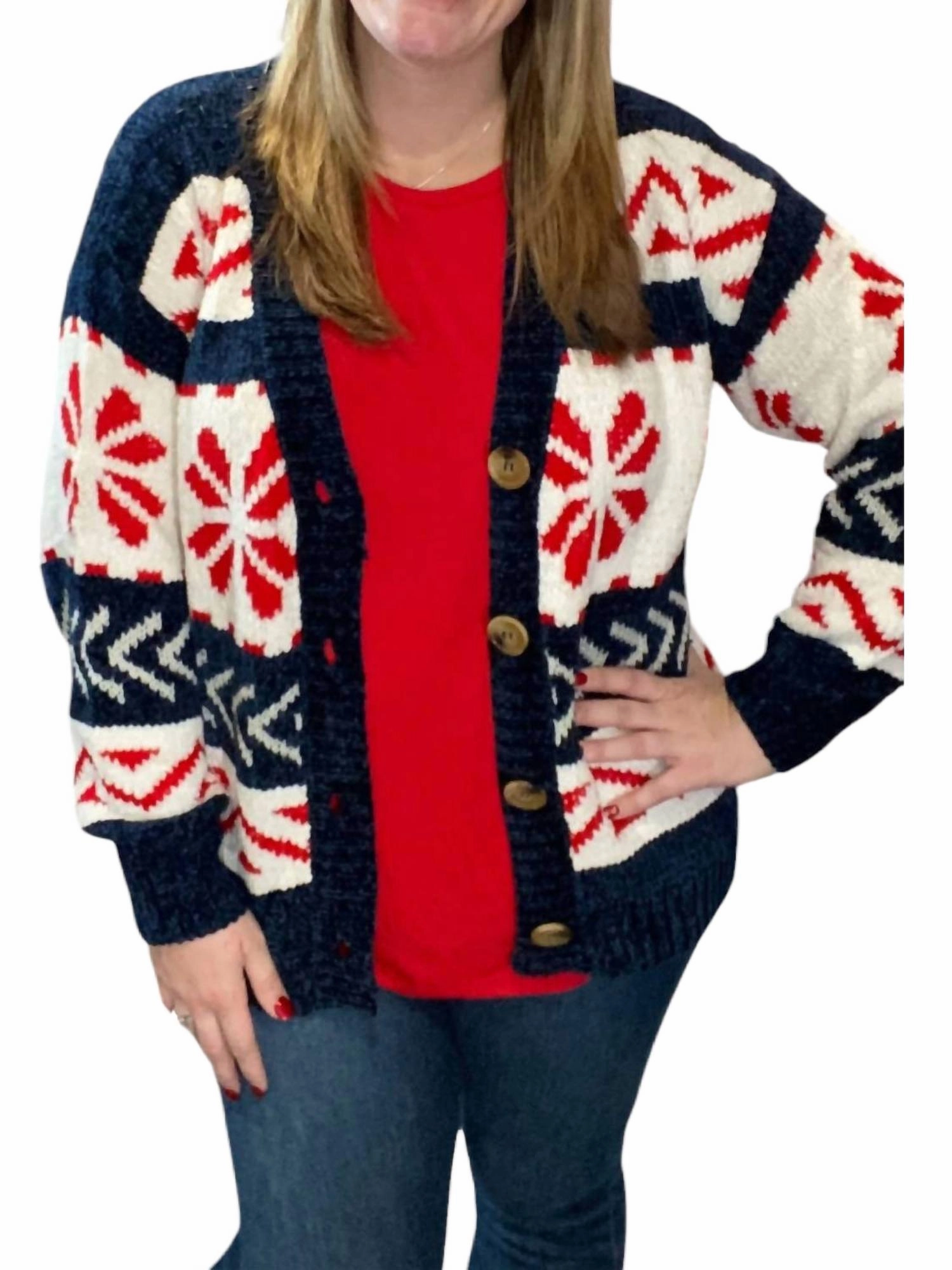 Snowflake Sweater In Navy Eco Friendly Knitwear Breathable Textured Fabric