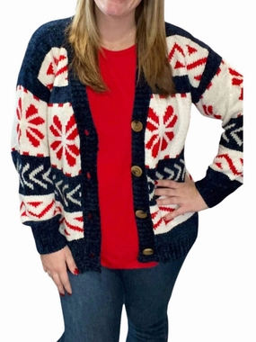 Snowflake Sweater In Navy Eco Friendly Knitwear Breathable Textured Fabric