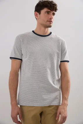 Jacquard T-shirt with ribbed knit details Easy Wear Look