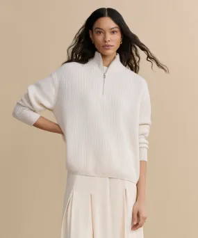 Cashmere Half Zip Crew Neckline