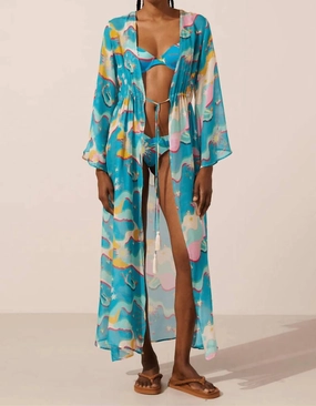 Astroelevator Silk Marisa Kimono In Blue Soft Knitwear