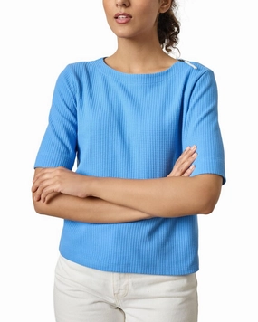 Snuggly Fit Layered Knit Lilla P Zippered Elbow Sleeve Crewneck Shirt