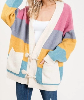 Reinforced Shoulder Design Lightweight Merino Stripe It While It's Hot Sweater In Multi