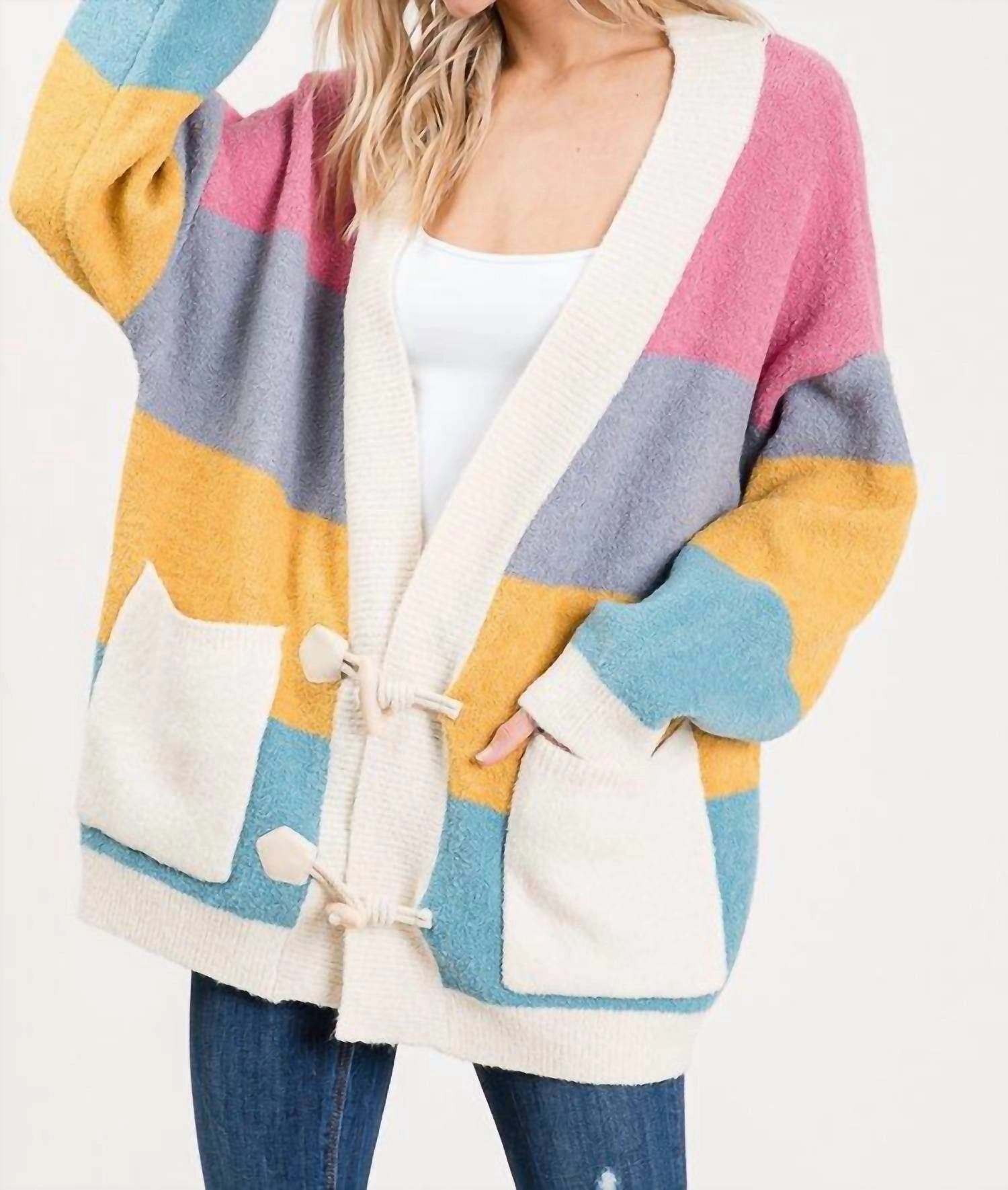 Reinforced Shoulder Design Lightweight Merino Stripe It While It's Hot Sweater In Multi