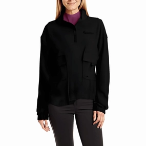 Campus Pique 1/4 Zip Womens Pocket Cotton Crop Sweater Casual Knit Style Comfy Appeal