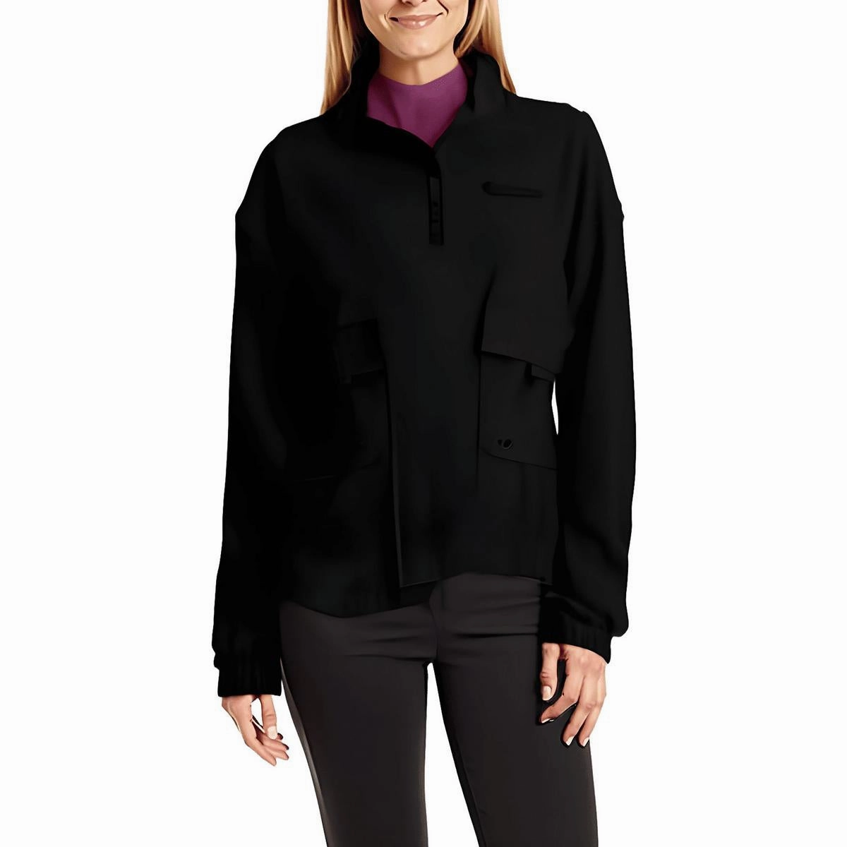 Campus Pique 1/4 Zip Womens Pocket Cotton Crop Sweater Casual Knit Style Comfy Appeal