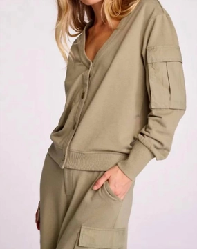 Timeless Knitwear Leo Cardigan In Vintage Moss Green