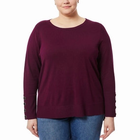 Timeless Knit Comfort Knitwear Plus Womens Ribbed Trim  Rayon Pullover Sweater