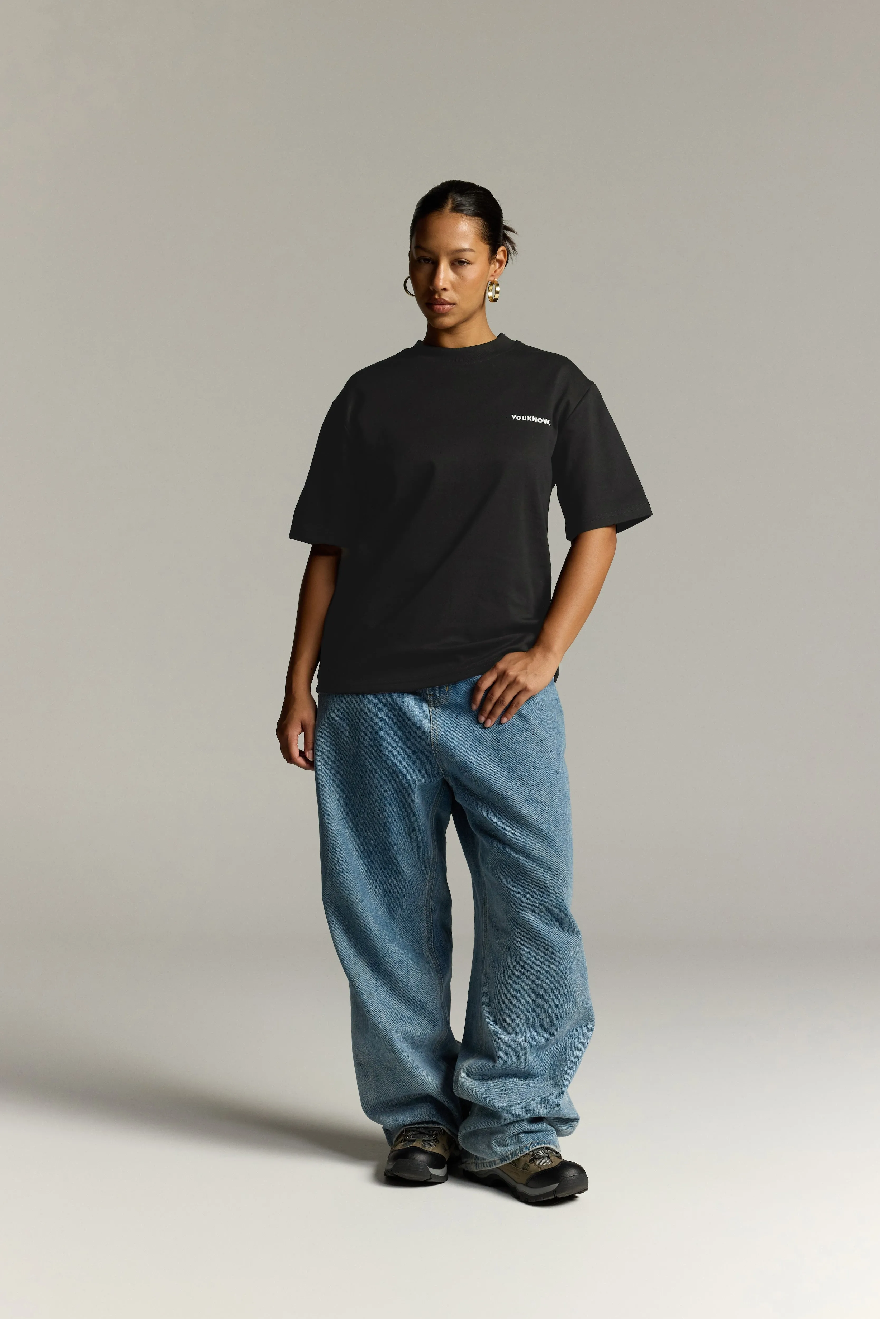 Foam Print Detail Core Standard Heavyweight Tee | Charcoal