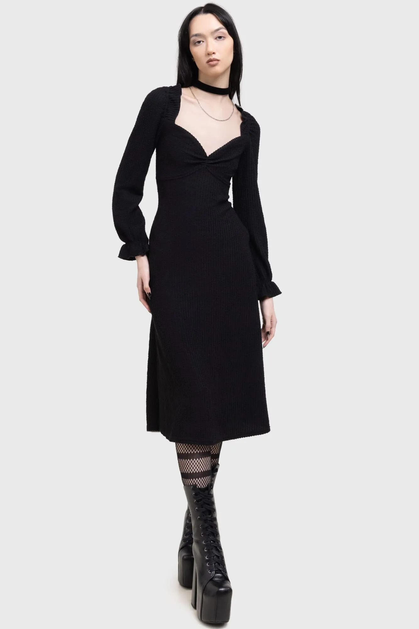 Shadow Weave Maxi Dress Gathered Skirt Casual maxi dress