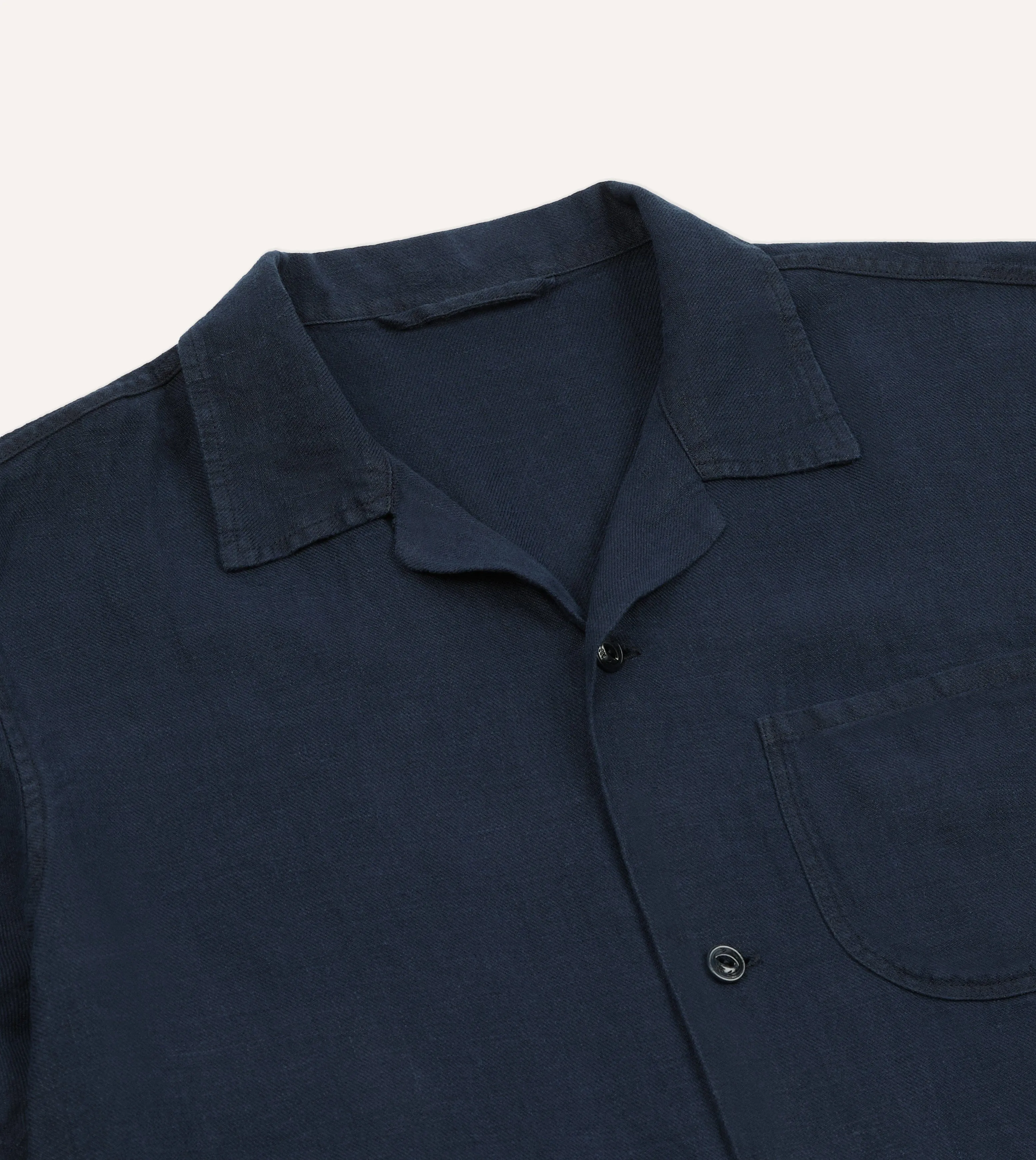 Indigo Linen Short Sleeve Safari Shirt Sweat-Absorbing Seamless Shoulder