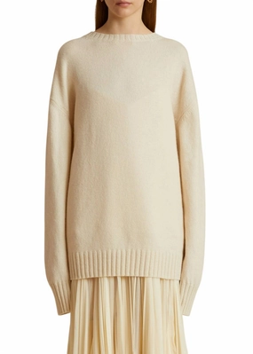 Layered Knit Camilla Cashmere Sweater In Magnolia