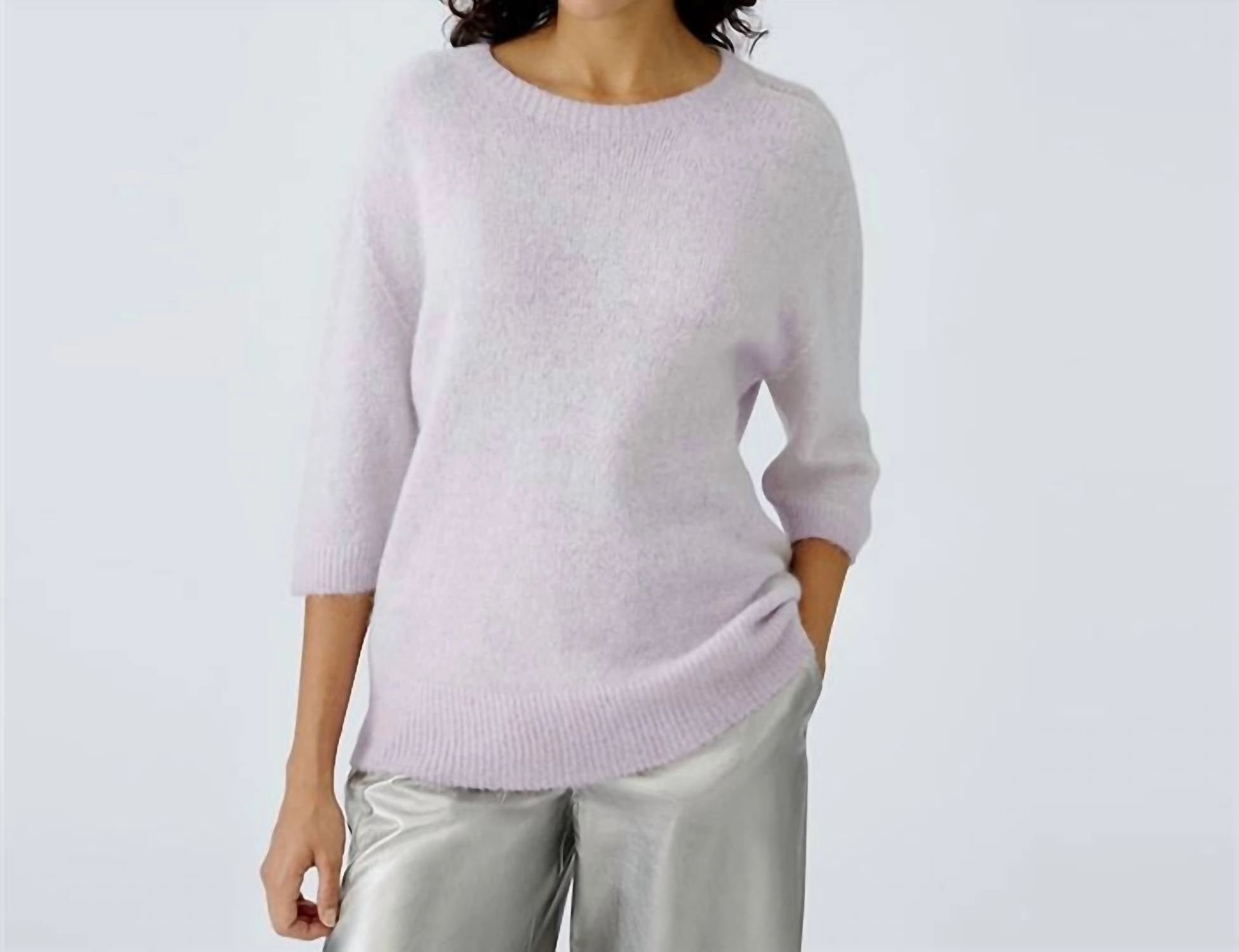 Quick Knit Trendy Layering Round Neck Jumper In Lilac