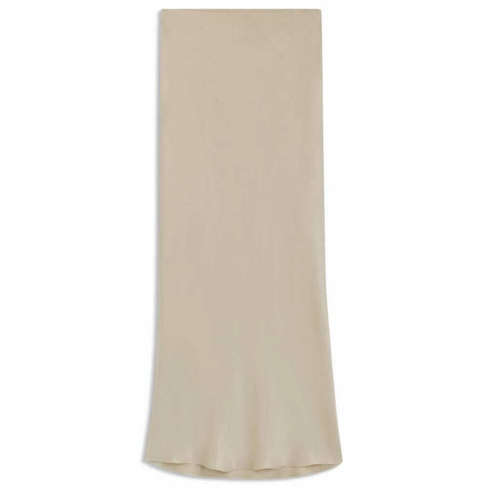 A Line Silhouette Adjustable Waist Regular-fit maxi skirt in satin