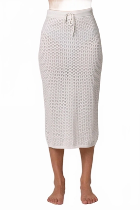 Outfit Display Fashion Combo Diamond Knit Slip Midi Skirt In White