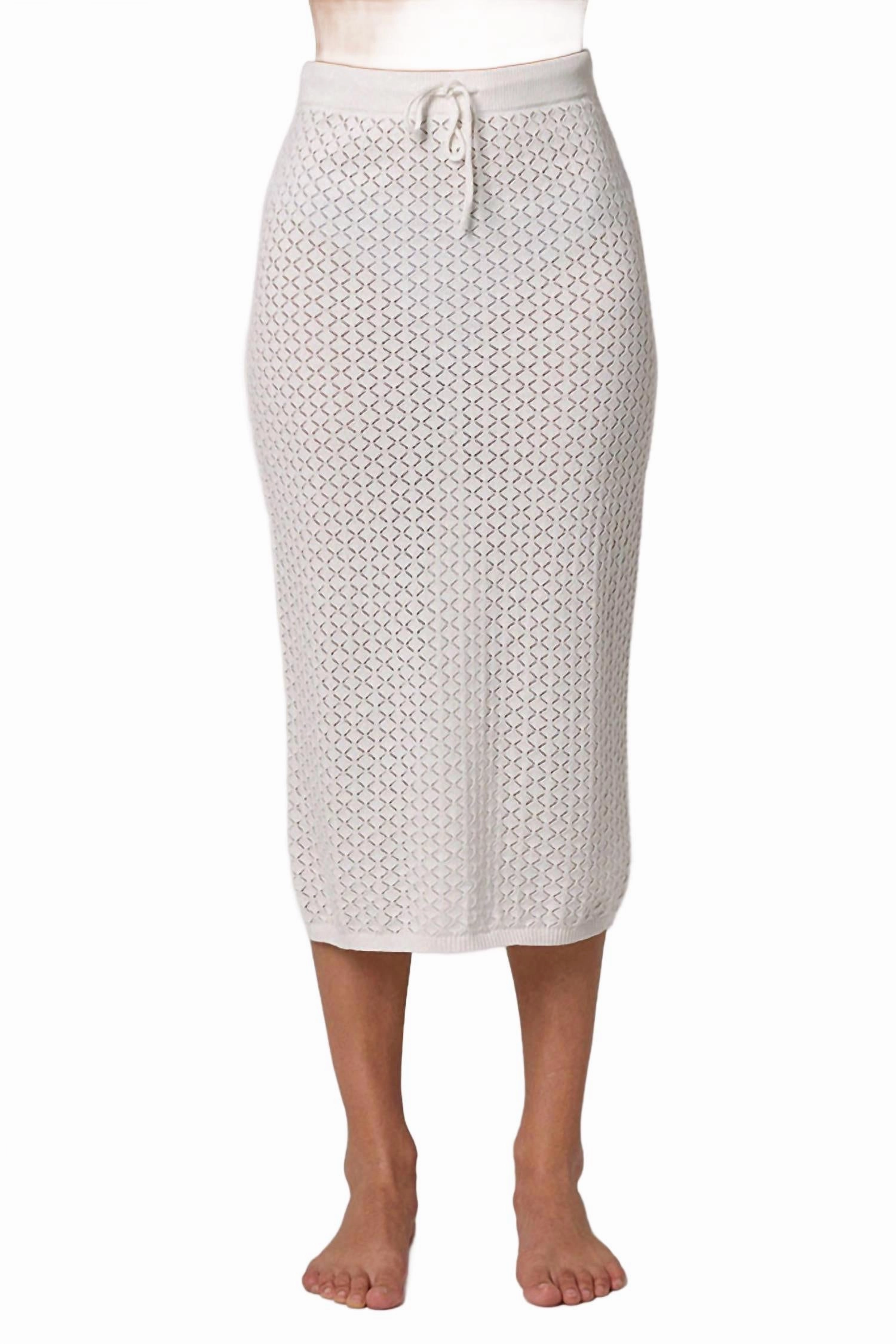 Outfit Display Fashion Combo Diamond Knit Slip Midi Skirt In White