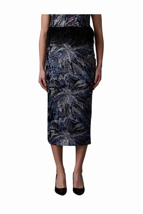Cruise Attire Future Fashion Floral Skirt In Midnight Abstract