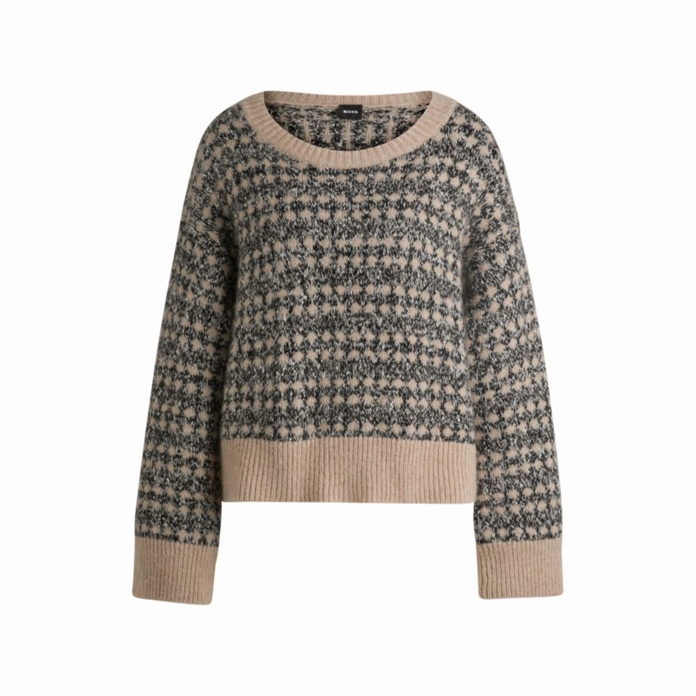 Wrinkle Resistant Luxe Touch Jacquard-knit sweater with three-colored yarn