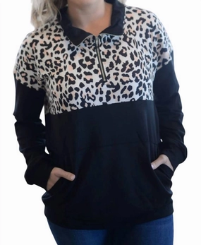 Recycled Fiber Versatile Comfort Leopard Zip Up Pullover In Multi